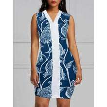 Load image into Gallery viewer, Body Contourinn Sleeveless Long Polo TopPayne Atelier ChicagoBody Contourinn Sleeveless Long Polo Top - White & Blue