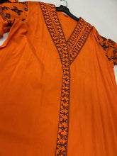 Load image into Gallery viewer, Women's Long sleeves Orange DressPayne Atelier ChicagoWomen's Long sleeves Orange Dress with Black Embroidery