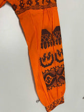 Load image into Gallery viewer, Women's Long sleeves Orange DressPayne Atelier ChicagoWomen's Long sleeves Orange Dress with Black Embroidery