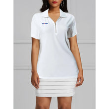 Load image into Gallery viewer, Front Zip Elegant Polos Top-Navy No Logo