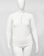 Load image into Gallery viewer, White Classy Polyspndex Dress Top With Open Chest Buttons