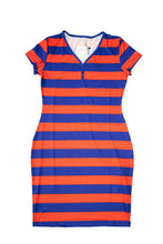 Load image into Gallery viewer, V-Neck Red-Blue Stripe Bodycon Dress
