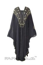 Load image into Gallery viewer, Black Silky MuslimPayne Atelier ChicagoBlack Silky Muslim Religious Caftan Floor Length Maxi
