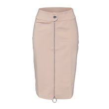 Load image into Gallery viewer, Front Zipline Tan Midi Pencil Skirt

