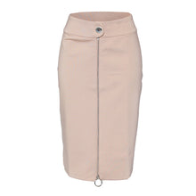 Load image into Gallery viewer, Front Zipline Tan Midi Pencil Skirt
