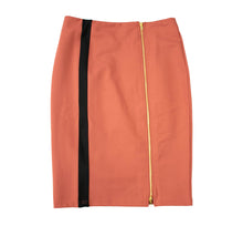 Load image into Gallery viewer, Knee Length Skirt Marsala &amp; Black Contrast-Trim Zipper Pencil Skirt
