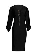 Load image into Gallery viewer, V-Button Neck Heart Chain Dress
