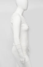 Load image into Gallery viewer, White Classy Polyspndex Dress Top With Open Chest Buttons
