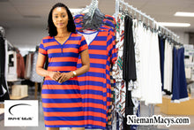 Load image into Gallery viewer, V-Neck Red-Blue Stripe Bodycon Dress
